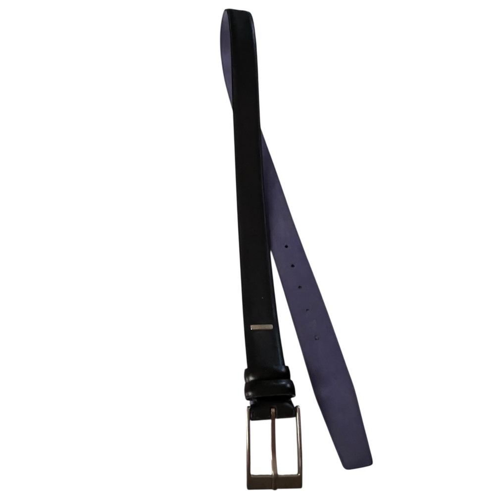 READ Ted Baker Mens Black Italian Leather Belt Purple Lining Size 40 Preppy Lux - Picture 2 of 11